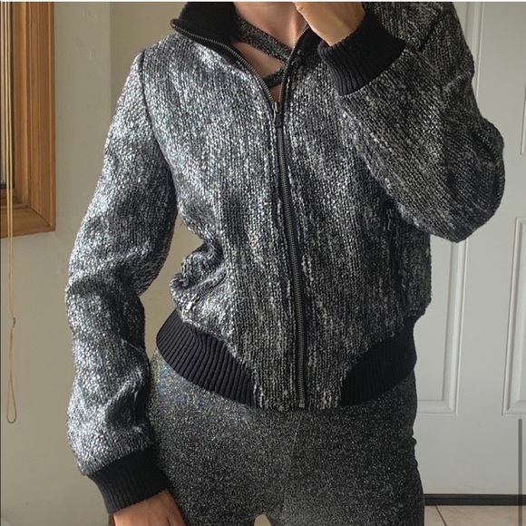 DKNY Metallic Herringbone bomber jacket - Picture 6 of 7